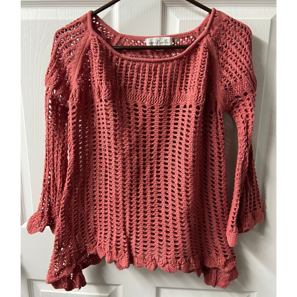Simply Noelle Sweater Thick Knit  Pullover Open Weave Women's Sz L/XL